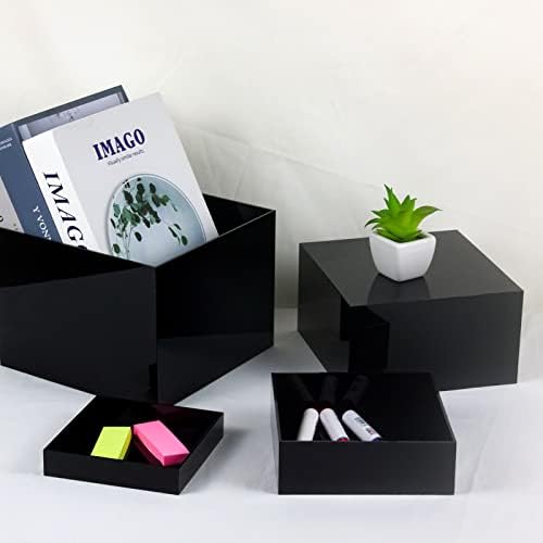 Acrylic Cube Display Boxes Pedestals Black Stackable