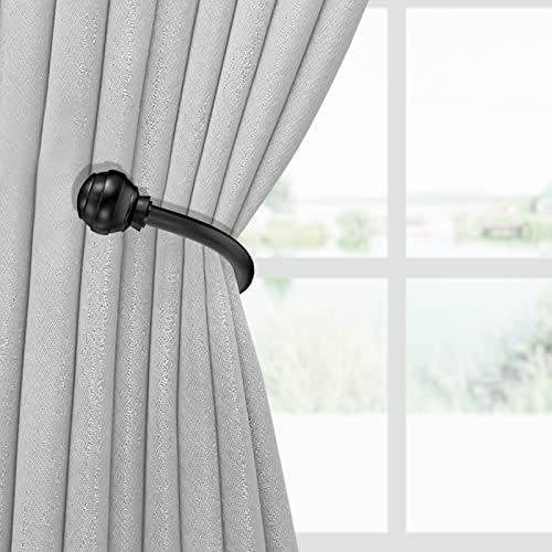 Hion Curtain Holdbacks Black 2pcs for Drapes