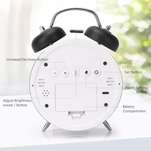 JUSTUP Super Loud Digital Alarm Clock with LED Display and Double Bell