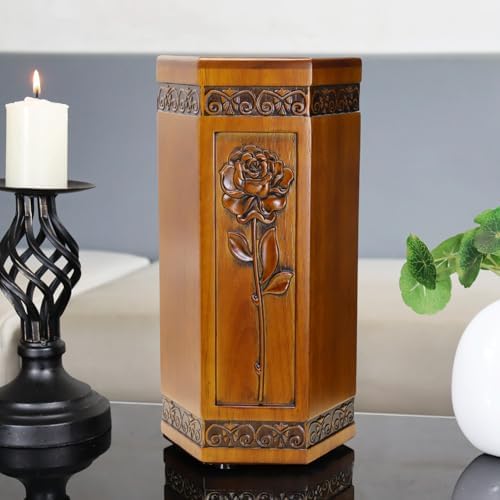 Cremation Urn for Human Ashes - Hand Engraved Rose Design