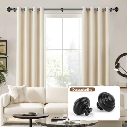 KAMANINA Adjustable Heavy Duty Curtain Rods Black 32-120 Inch Set