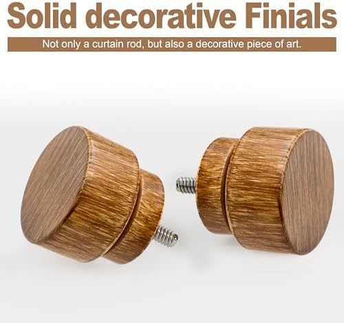 2 Pack Wood Curtain Rods for Windows 28 to 48 Inches