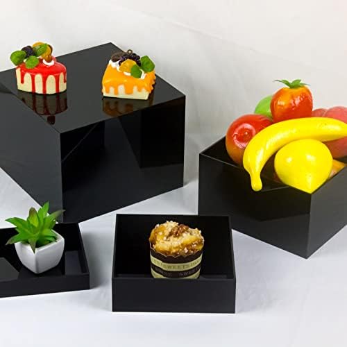 Acrylic Cube Display Boxes Pedestals Black Stackable