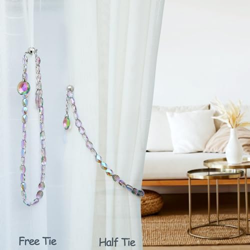 Crystal Beaded Magnetic Curtain Holdbacks 2 Pack Purple
