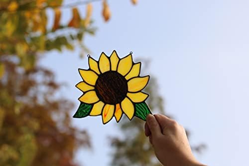 Stained Glass Sunflower Window Hanging Decor