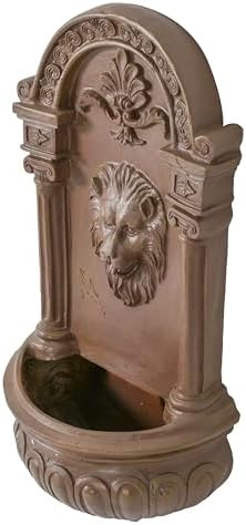 Terra Cotta Lion Wall Fountain - Hanging Design with Ornate Details