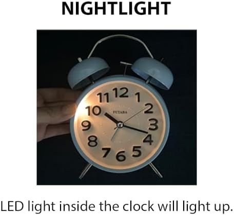 Loud Alarm Twin Bell Clock with LED Light and Silent Movement
