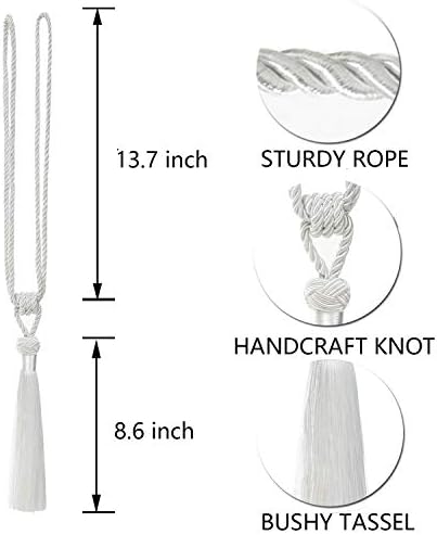 BEL AVENIR Curtain Tiebacks 2 Pack White Hand-Woven Holdbacks