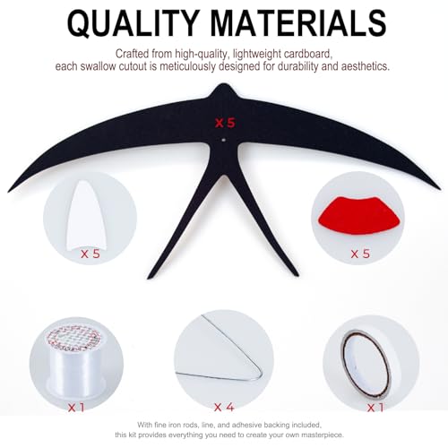 Flying Swallows Hanging Mobile Set of 5