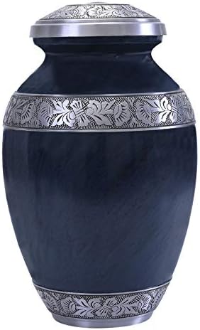 GSM Brands Cremation Urn with Blue Design and Extra Large Capacity