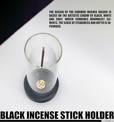 Modern Incense Stick Holder with Glass Ash Catcher Black