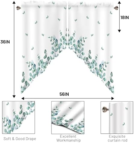 Green Leaf Swag Curtain Valance 28x36 inch
