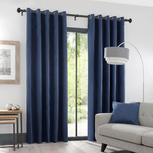 KAMANINA Adjustable Heavy Duty Curtain Rods Black 32-120 Inch Set