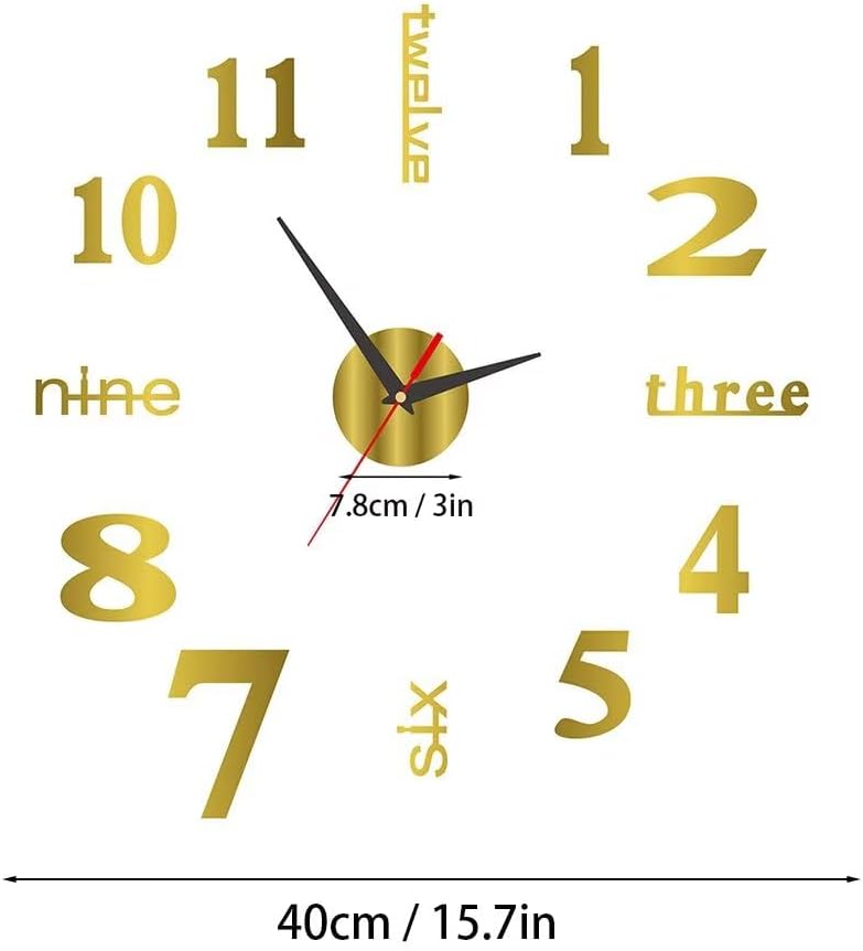 Silent Frameless Wall Clock 157 Inch Gold Acrylic Modern Design