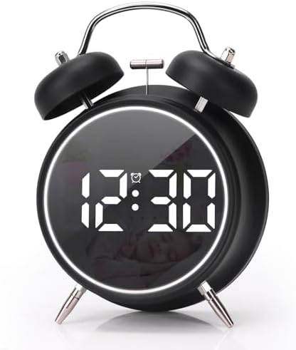 JUSTUP Super Loud Digital Alarm Clock with LED Display and Double Bell
