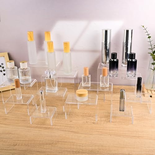 12 Pcs Acrylic Display Risers 2 Sets for Jewelry and Perfume Showcase