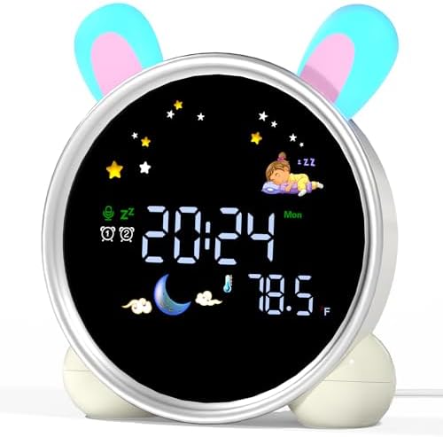 Kids Alarm Clock with Night Light and Sleep Training Rabbit