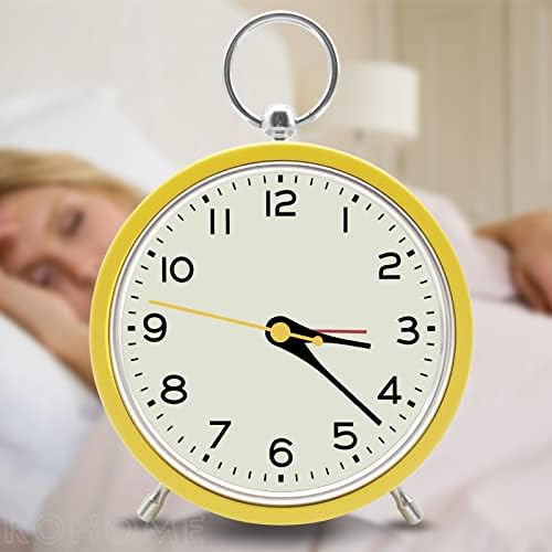 Rohome Yellow Small Silent Alarm Clock with Night Light