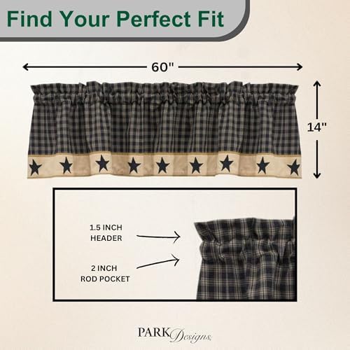Park Designs Farmhouse Valance Curtain - 60x14 Plaid Fall Decor