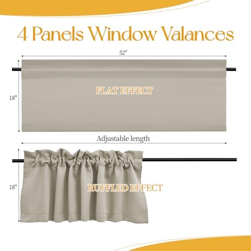 4 Panels Blackout Curtain Valances for Windows