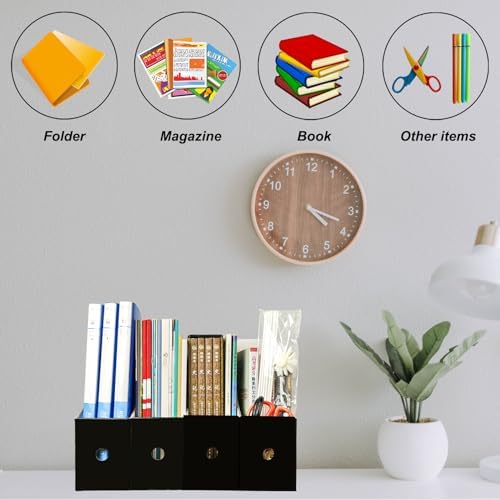 24 Pack Black Cardboard Magazine Holder Sturdy Book Bins for Classroom Library