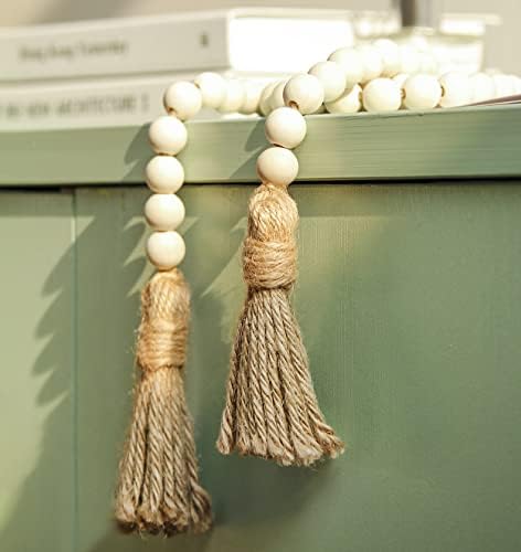Meplait 39 Inch Wood Bead Garland with Tassels