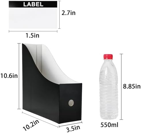 24 Pack Black Cardboard Magazine Holder Sturdy Book Bins for Classroom Library