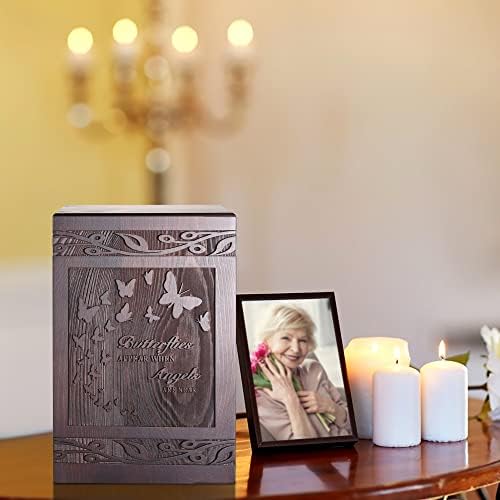 Wooden Carved Butterfly Cremation Urn for Human or Pet Ashes