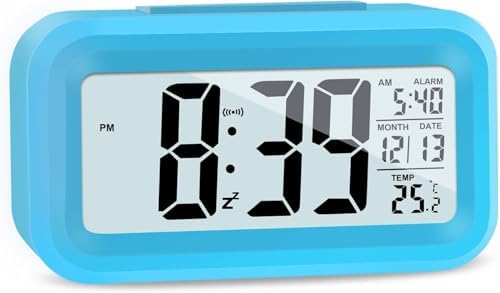 Hooporia Blue Digital Alarm Clock for Bedroom