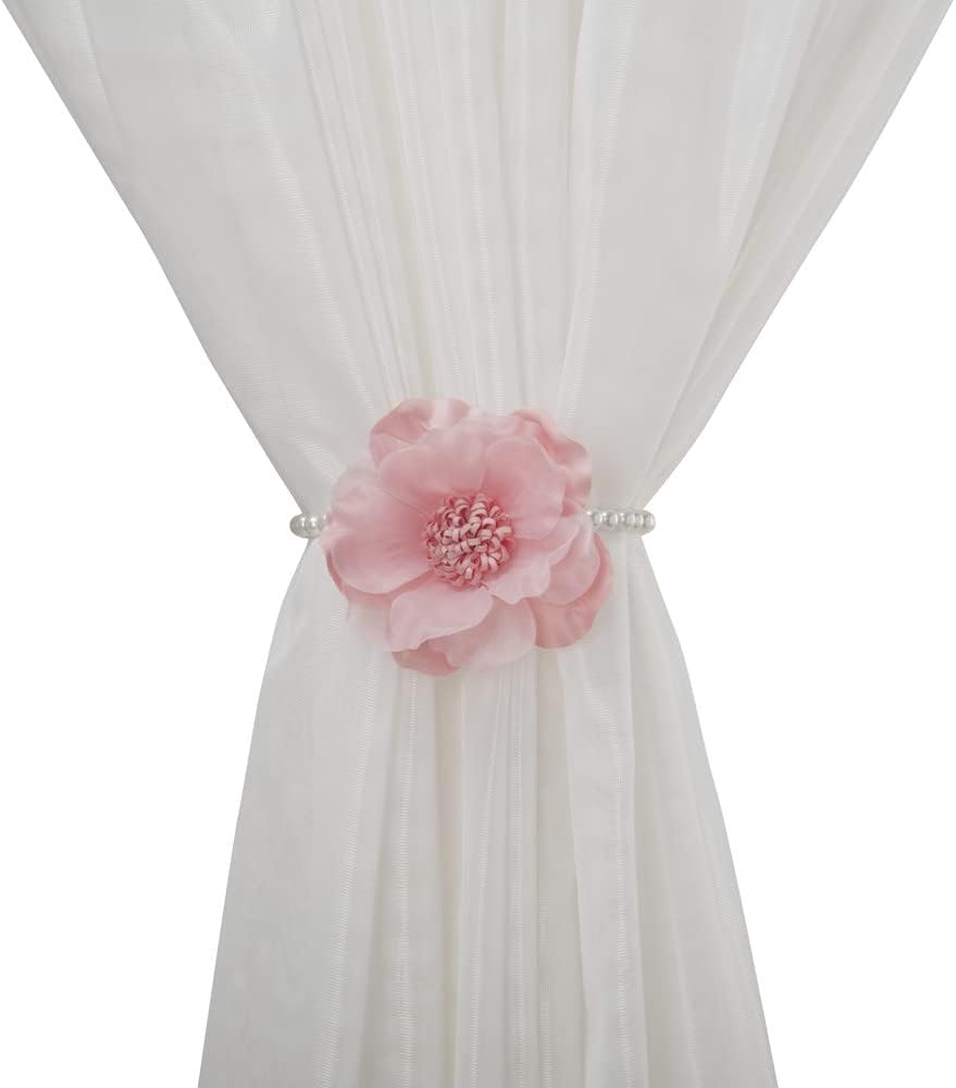 SUQ I OME 2 Pack Magnetic Curtain Tiebacks with Flowers