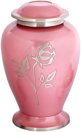 Memorials4u Pink Pearl Rose Brass Cremation Urn - Handcrafted Large Adult Ash Urn