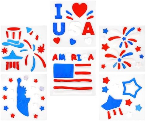 6 PCS 4th of July Gel Window Clings Patriotic Decorations