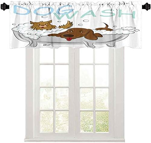 Valance Curtains 36x18 Playful Dogs Grooming Cute Pets Theme Rod Pocket