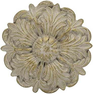 MERIVILLE Fleur Window Drapery Holdbacks Set of 2 French White with Gold