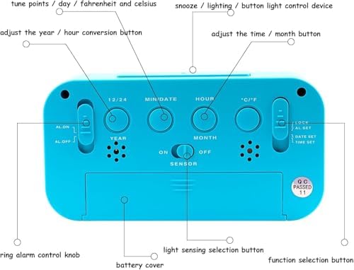 Hooporia Blue Digital Alarm Clock for Bedroom