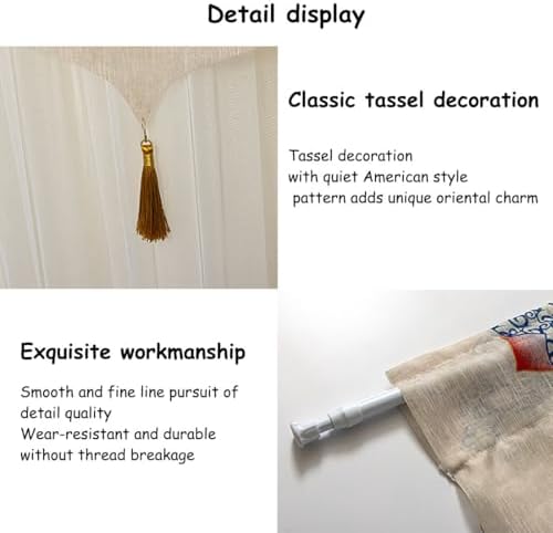 Chinese Lotus Door Curtain with Tassel Telescopic Rod Flexible and Thin