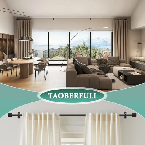 TAOBERFULI Adjustable 1 Inch Black Curtain Rods for Windows