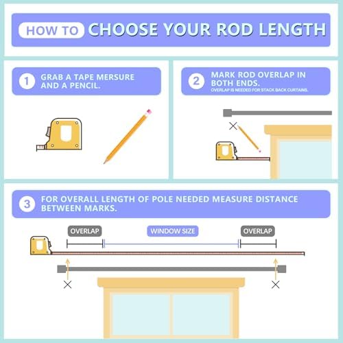 Byondeth Heavy Duty Adjustable Curtain Rods 1 Inch Diameter Black