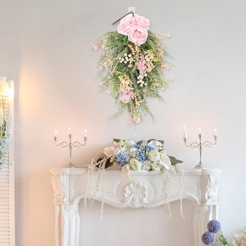 20 Inch Artificial Teardrop Wreath for Home Decor
