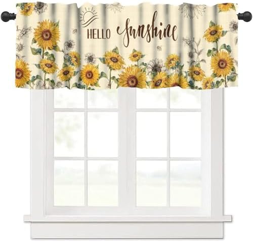 Sunflower Summer Valance Curtain for Home Kitchen Bedroom