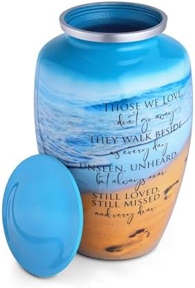 Cremation Urn for Human Ashes - Ocean Blue Large