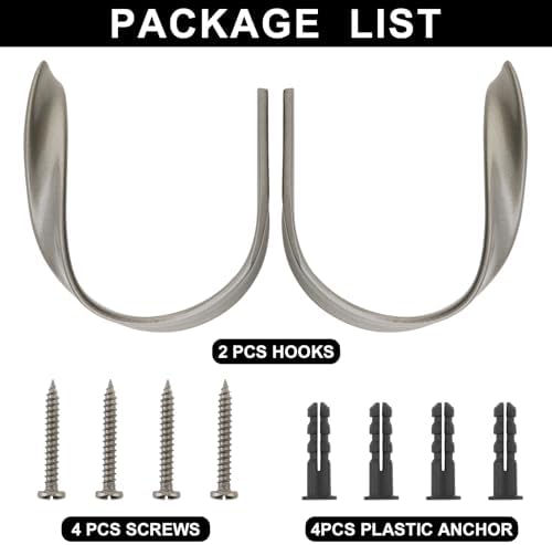 4 Pack Curtain Holdbacks Aluminum Alloy Heavy Duty U-Shape Window Hooks Grey