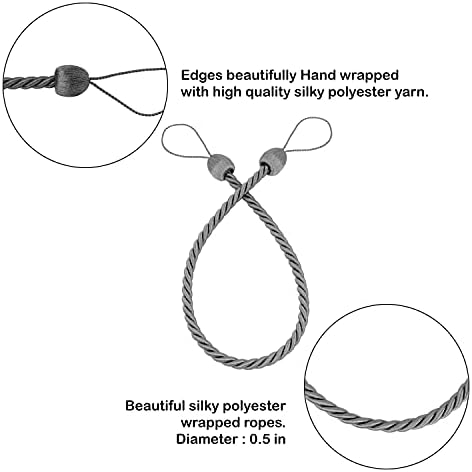 2 Pack Charcoal Polyester Curtain Tiebacks