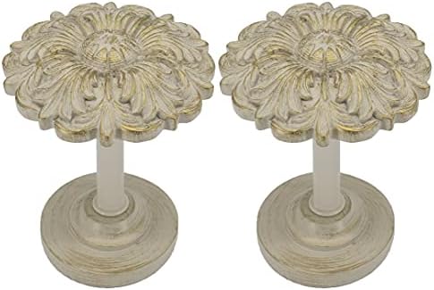 MERIVILLE Fleur Window Drapery Holdbacks Set of 2 French White with Gold