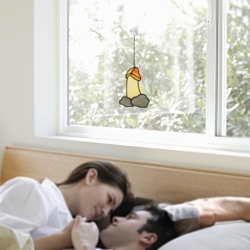 Funny Mushroom Stained Glass Suncatcher for Window