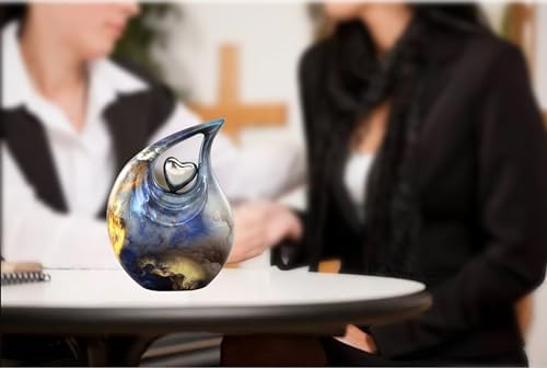 Teardrop Urn with Velvet Bag - Blue Fire Design