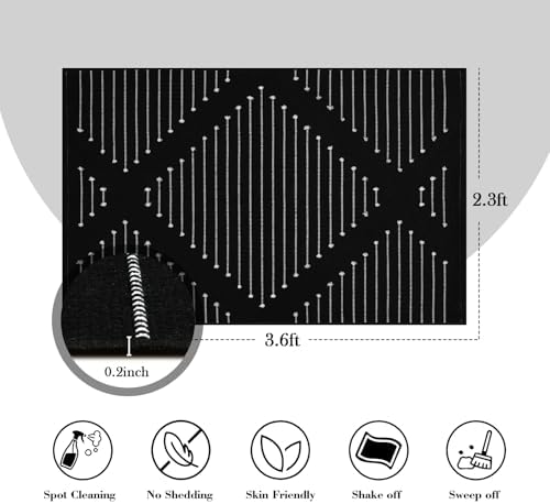 Livebox Black Boho Entry Rug 24 x 37