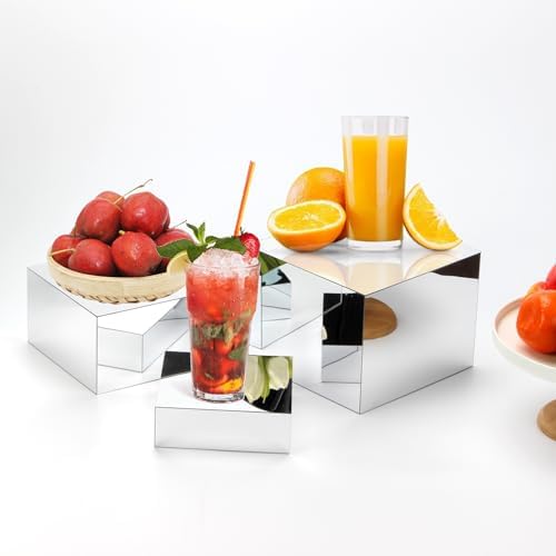 Acrylic Silver Mirror Display Riser Set of 3