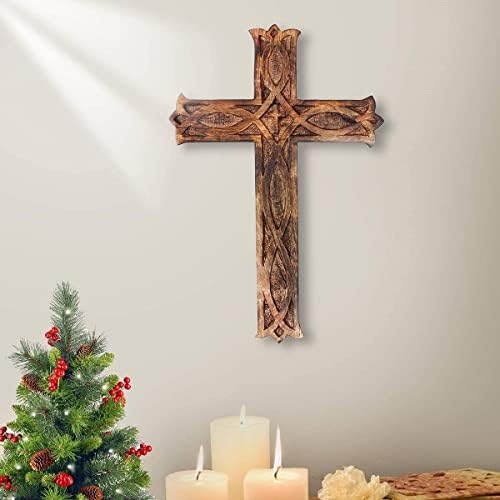 KSJONE 10 Inch Wooden Wall Hanging Cross Decor