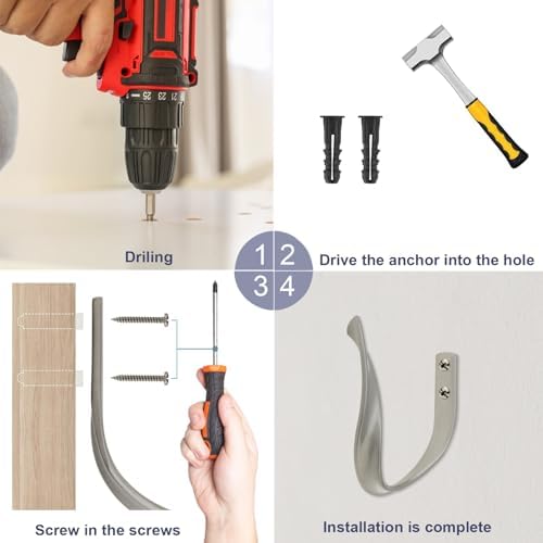 4 Pack Curtain Holdbacks Aluminum Alloy Heavy Duty U-Shape Window Hooks Grey